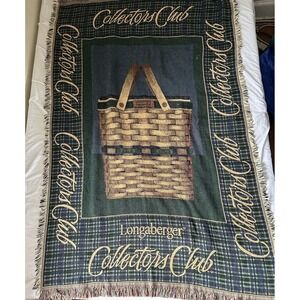 Longaberger Collectors Club 1999 Tapestry Throw Blanket Woven‎ Basket 67" x 43"